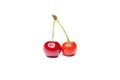 Red cherry isolated on a white background