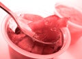 Red cherry jelly with spoon