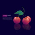 Red cherry realistic vector design concept