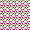 Red Cherry Seamless Pattern Texture with Leaves and Orange Polka Dot Element