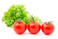 Red cherry tomato and salad lettuce Royalty Free Stock Photo