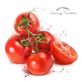 Red cherry tomatoes and spray