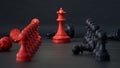 RED chess has victory over competitors. concept of competition and competition.3D rendering on black background. Royalty Free Stock Photo