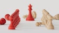 RED chess has victory over competitors. concept of competition and competition.3D rendering on white background. Royalty Free Stock Photo