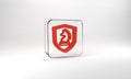 Red Chess icon isolated on grey background. Business strategy. Game, management, finance. Glass square button. 3d