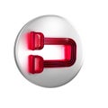 Red Chest expander icon isolated on transparent background. Silver circle button.