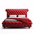 Red chesterfield bed isolated on white background Royalty Free Stock Photo