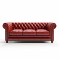 Realistic 3d Red Chesterfield Sofa With High-key Lighting