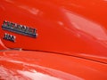 Red Chevrolet 3100 bonnet background Royalty Free Stock Photo