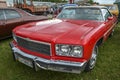 Red Chevrolet Impala Convertible 1975, length over 5 meters, under the hood of the Big Block engine Royalty Free Stock Photo