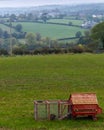 Red Chicken Coop in rural Northern Ireland farmland Royalty Free Stock Photo