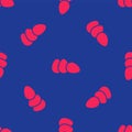 Red Chicken egg icon isolated seamless pattern on blue background. Vector Royalty Free Stock Photo