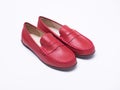 Red children`s loafers