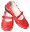 Red children's varnished shoes