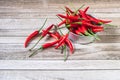 Red chili in a bowl on a wooden table Royalty Free Stock Photo