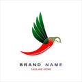 Red Chili logo bird shaped designs vector Spicy food for brand or company