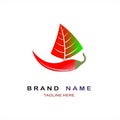 Red Chili logo sailboat ship shaped designs vector Spicy food for brand or company