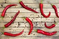 Red chili peper on wooden background Close up