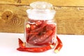 Red chili pepper in bottle