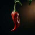 Hyper-realistic Red Chili Pepper On Black Background Royalty Free Stock Photo