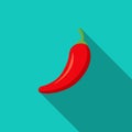 Red chili pepper cartoon vector flat design on green background Royalty Free Stock Photo