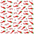 Red Chili Pepper and pimento. Extra spicy pepper vector icon illustration. Pattern of red chili pepper and pimento.