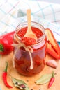 Red chili pepper sauce Royalty Free Stock Photo