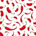 Red chili pepper seamless pattern. Cartoon flat style. Vector illustration Royalty Free Stock Photo