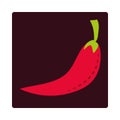 Red chili pepper spice ingredient icon block and flat