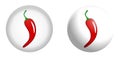 Red chili pepper symbol in white sphere or 3d circle