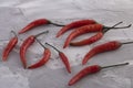 Red chili peppers, closeup view. Top view