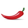 Red chili peppers. Hot spice illustration. Realistic pepper with a green stem. Jalapeno pepper. Vector illustration