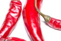 Red chili peppers isolated on white background