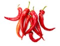 Red chili peppers isolated white background. Close-up Royalty Free Stock Photo