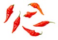 Red chili peppers isolated white background. Close-up Royalty Free Stock Photo