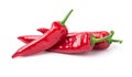 Red chili peppers isolated on white background. Royalty Free Stock Photo