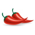 Red chili peppers on a white background. Vegetables illustration, clip-art vector Royalty Free Stock Photo