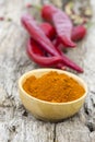 Red chili powder with red chilies Royalty Free Stock Photo