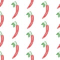 Red chili. Seamless pattern with spiral red chili