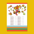 Red chili in a sombrero dancing with maracas. Mexican food. A set of popular Mexican dishes, fast food. Vector illustration.