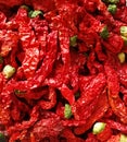 Red chilis on black background Royalty Free Stock Photo