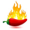 Red chilli with fire