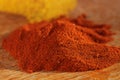 Red chilli paprika powder spice on table Royalty Free Stock Photo