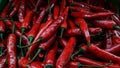 Red chilli pepper on the display in the supermarket