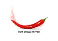 Red chilli pepper with hot smoke vector illustration isolated on white Royalty Free Stock Photo