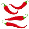 Red chilli pepper icon vector set isolated on white background. Royalty Free Stock Photo