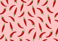 Red chilli pepper seamless pattern on light red background Royalty Free Stock Photo