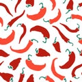 Red chilli pepper seamless pattern. Royalty Free Stock Photo