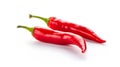 Red chilli peppers isolated on white Royalty Free Stock Photo