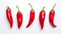 Red chilli peppers isolated on white